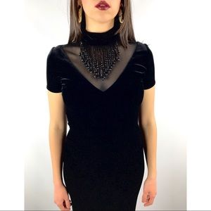 1980’s LORI WEIDNER EVENINGS velour gown with mesh